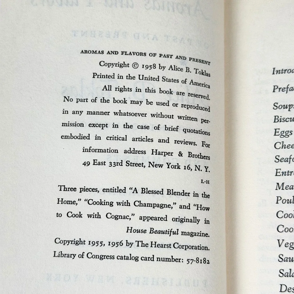 Aromas and Flavors of Past and Present Alice B Toklas 1958 Signed Poppy Cannon
